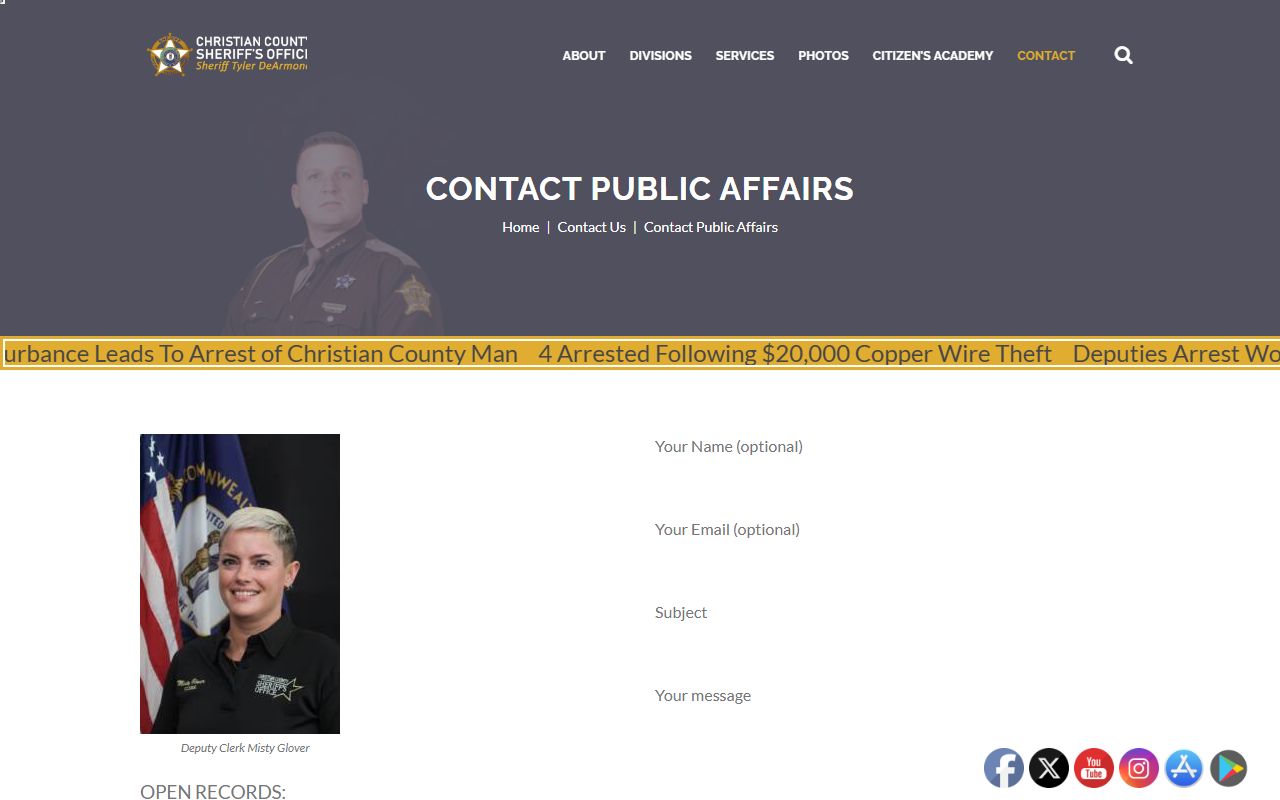 Christian County booking photo open records request instructions