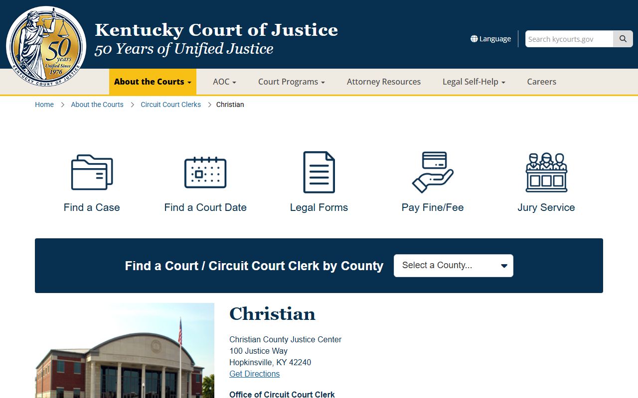 Christian County court records after jail arrest Justice Center information